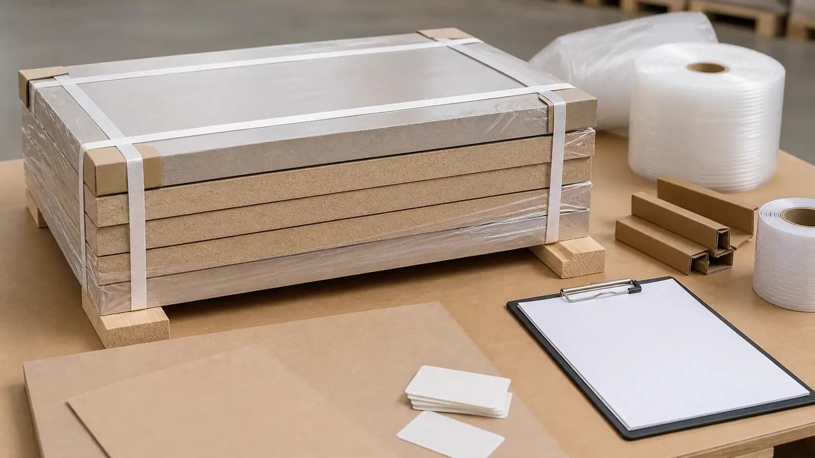 MDF sample bundle and packaging materials