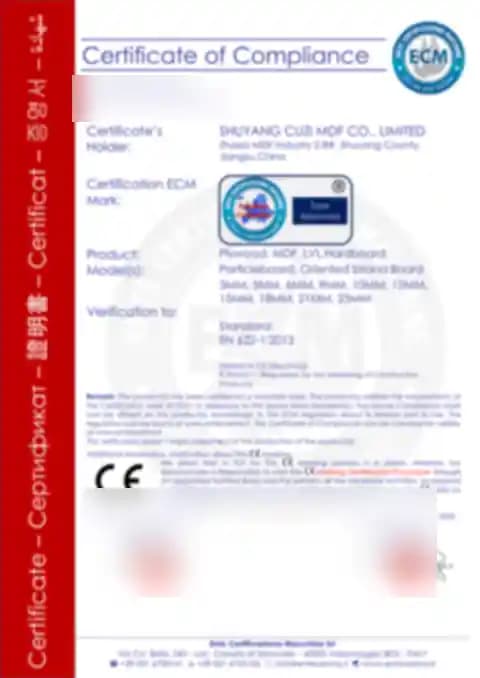 Protected low-resolution preview of the CUZI MDF voluntary EN 622-1 compliance document