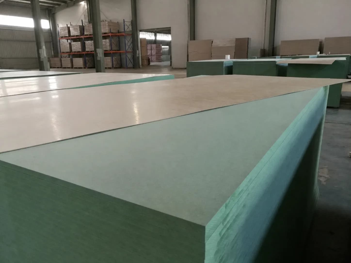 Moisture resistant MDF sheets in the CUZI MDF production warehouse