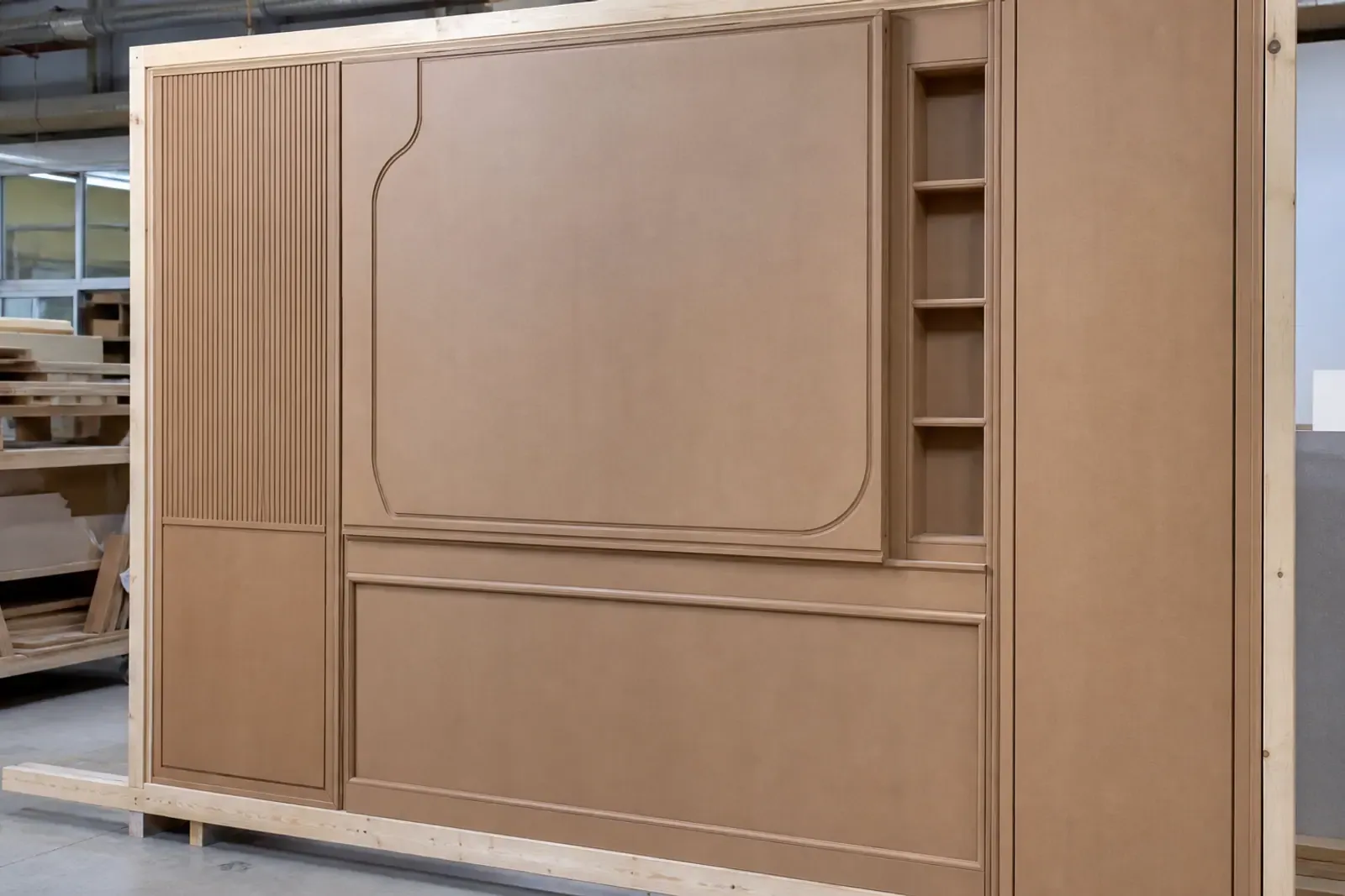Veneered and routed MDF components for interior panel applications