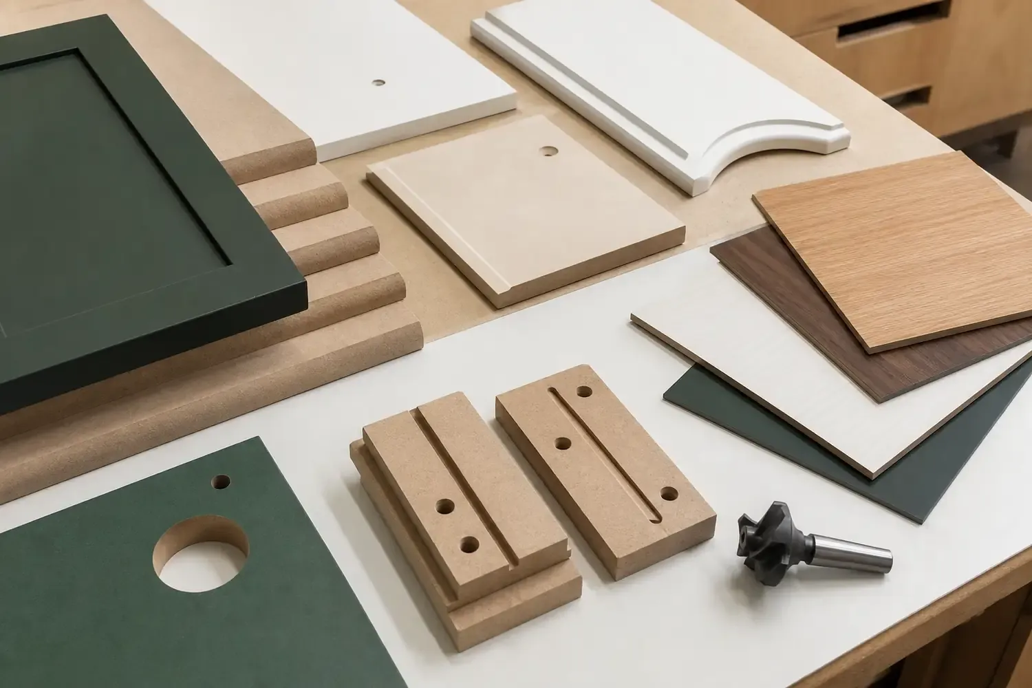 MDF surface finishing and machining samples for buyer review