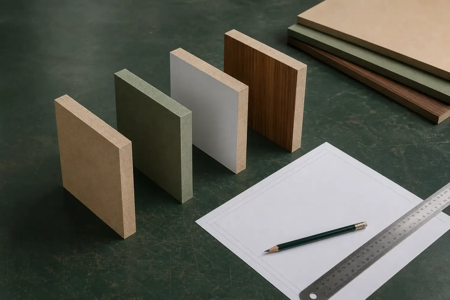 MDF board samples prepared for product and specification selection