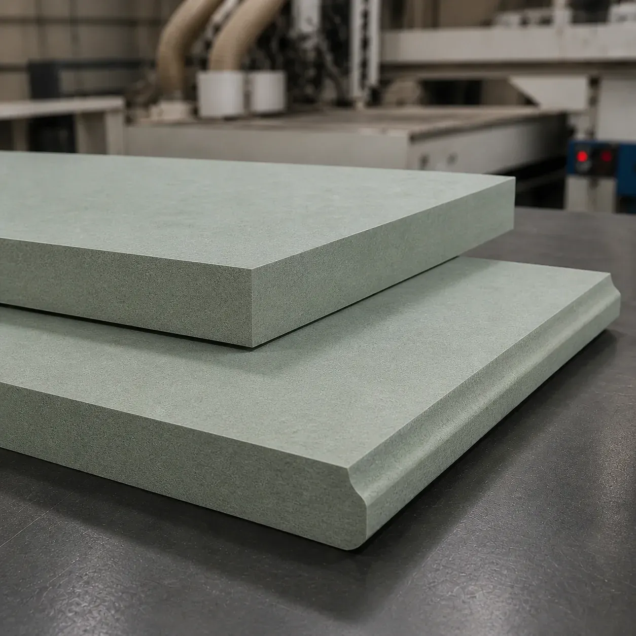 High moisture resistant MDF panels with routed edge detail