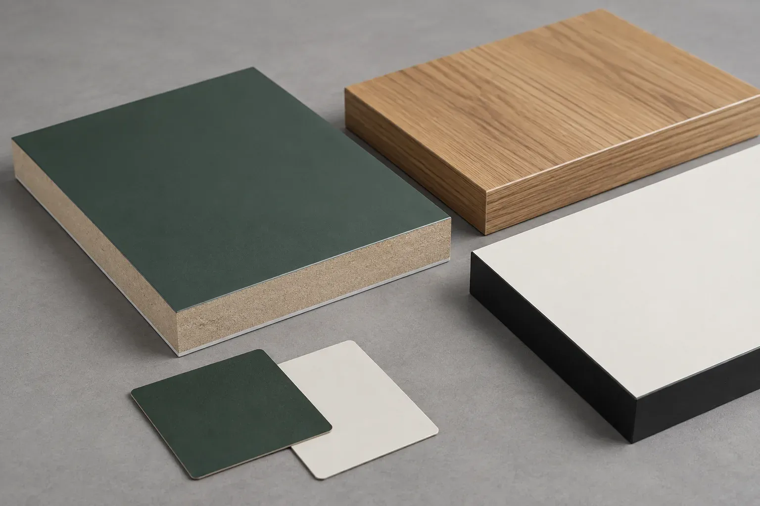 HPL MDF samples showing decorative faces dense MDF cores balancing layers and edge-band options