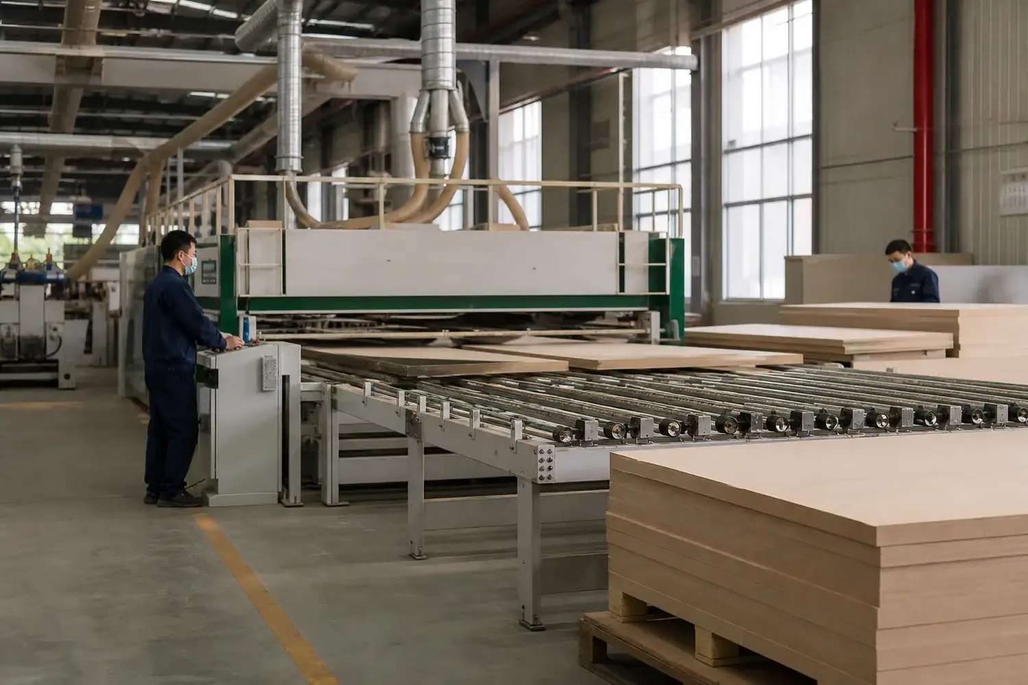 MDF panel manufacturing and material handling process