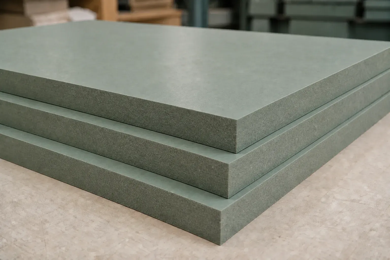 Moisture resistant MDF panels with smooth plain faces and dense fibre edges