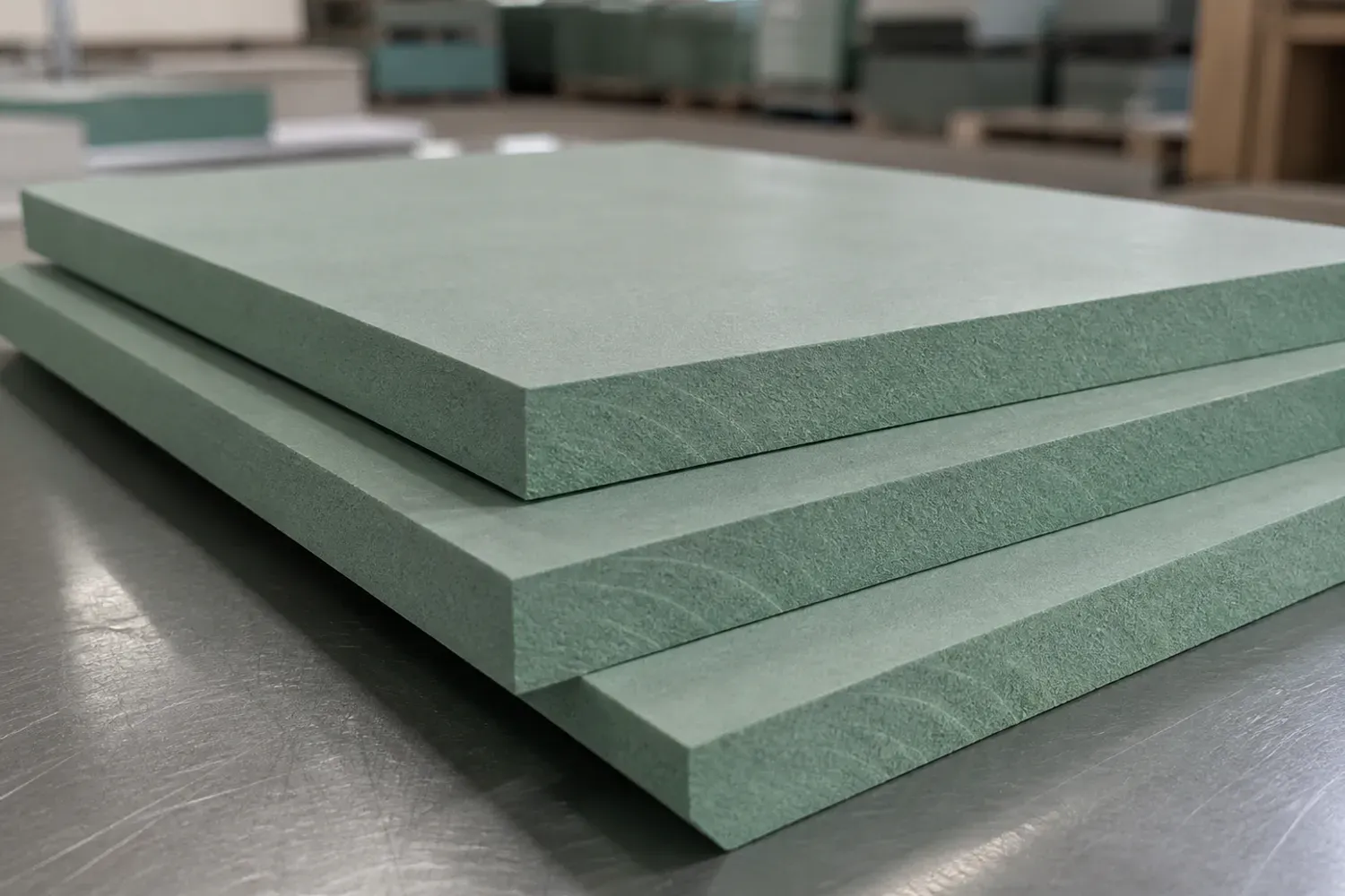 Plain moisture resistant MDF faces and fine fibrous circular-sawn edges