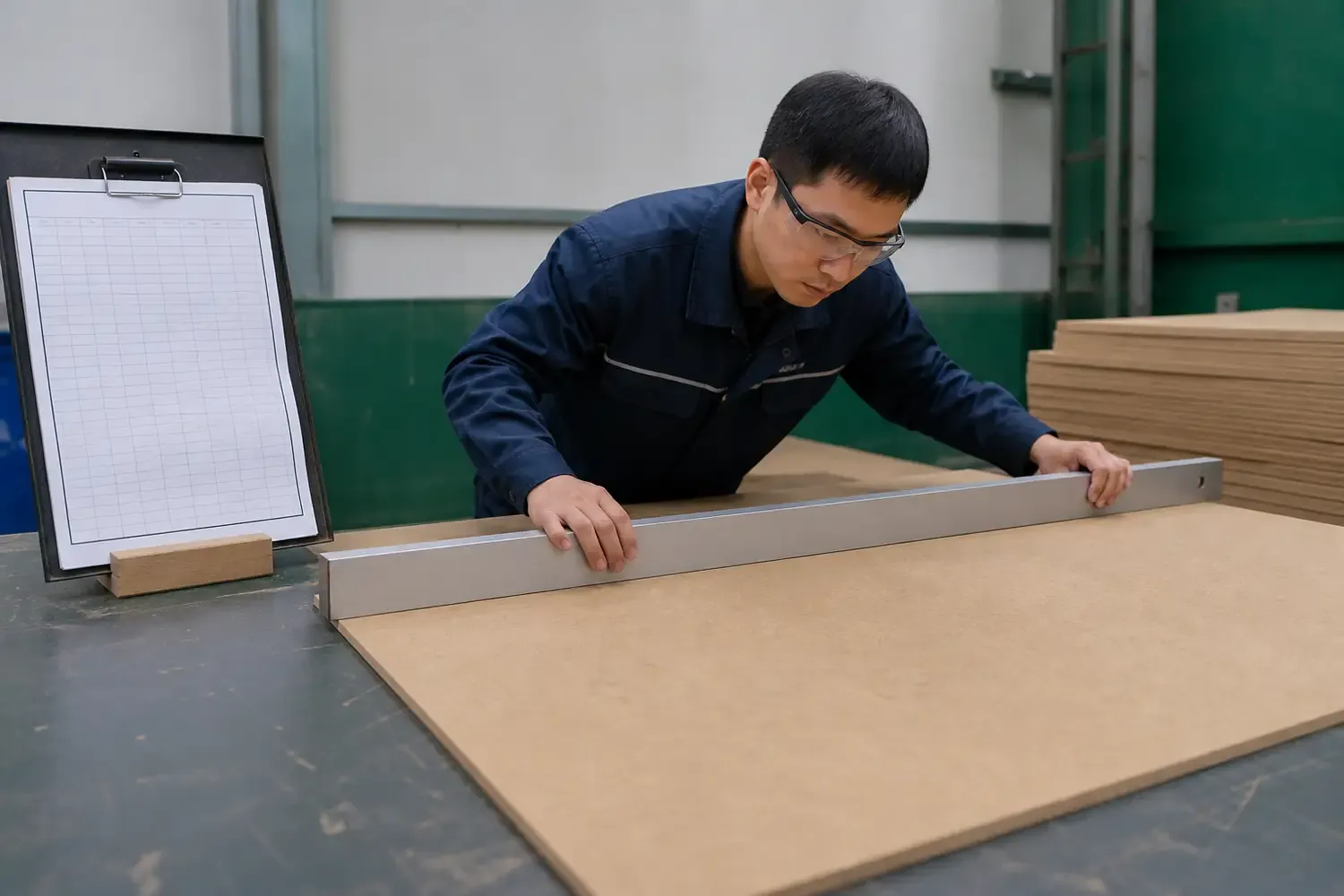 MDF board surface and flatness inspection process