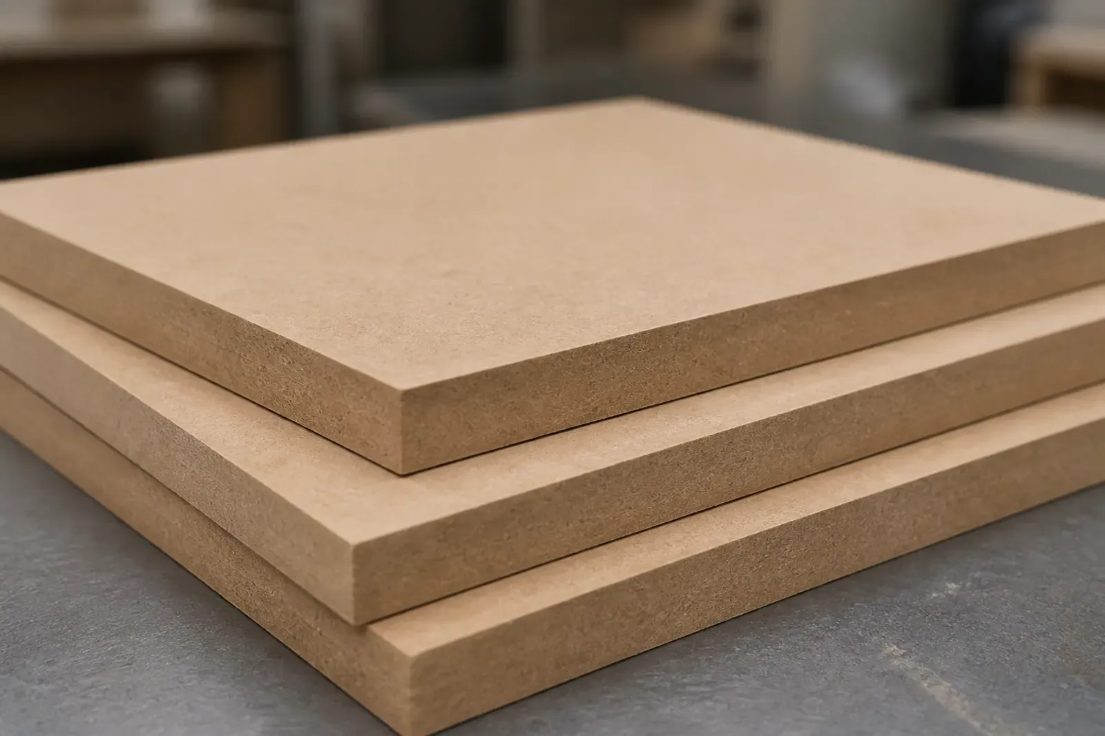 Raw MDF smooth face and compressed fiber edge samples