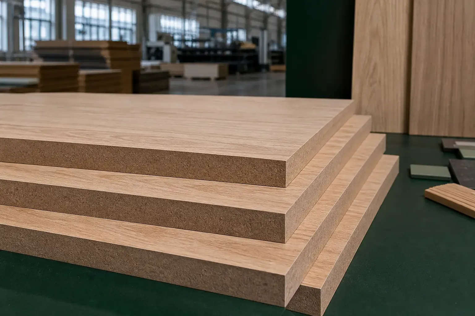 Veneered MDF panels with natural wood surface and MDF edge